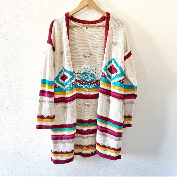 Southwest Aztec Chunky Knit Cardigan 